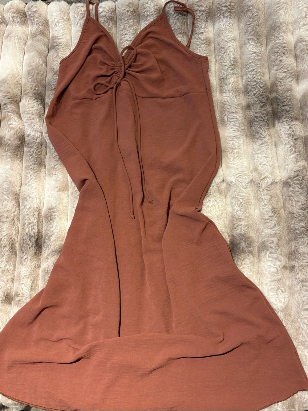 Chestnut Brown Ruched Cami Maxi Dress